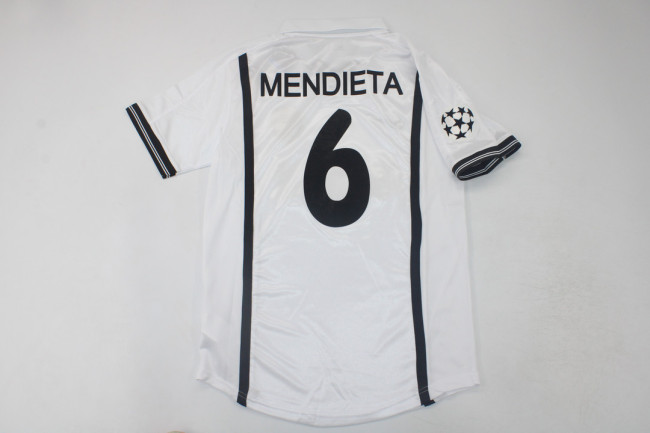 with UCL Patch Retro Jersey 2000-2001 Valencia MENDIETA 6 Home Soccer Jersey Vintage Football Shirt