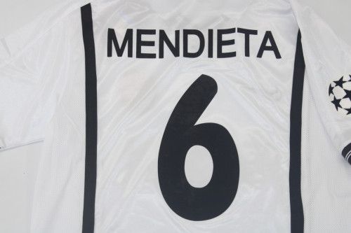 with UCL Patch Retro Jersey 2000-2001 Valencia MENDIETA 6 Home Soccer Jersey Vintage Football Shirt