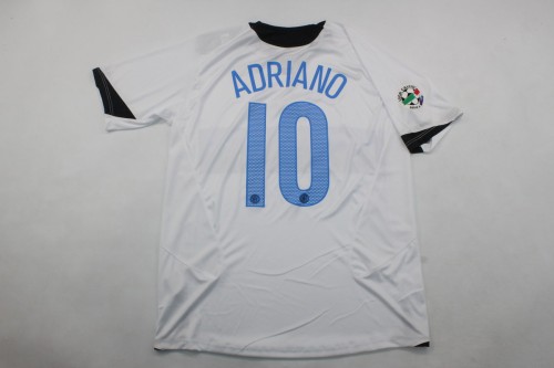 with Serie A Patch Retro Jersey 2005-2006 Inter Milan ADRIANO 10 Away White Soccer Jersey Vintage Inter Football Shirt