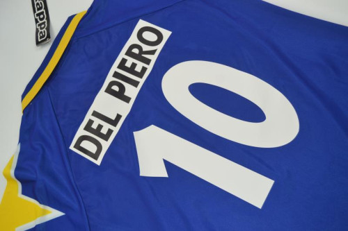 with Coppa Italia+Scudetto+UCL Patch Retro Jersey Juventus 1995-1996 DEL PIERO 10 Away Blue Soccer Jersey Vintage Football Shirt