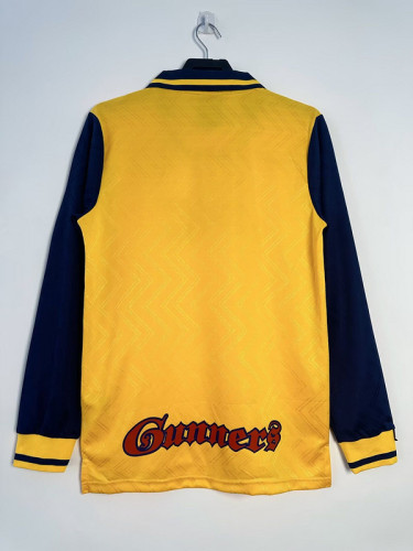 Long Sleeve Retro Jersey 1996-1997 Arsenal Away Yellow Soccer Jersey Vintage Football Shirt