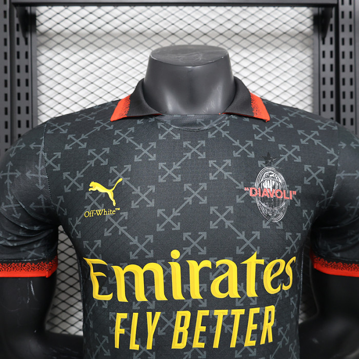 Player Version 2024-2025 AC Milan Fourth Away Black/Green Soccer Jersey AC Football Shirt