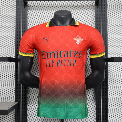 Player Version 2024-2025 AC Milan Fourth Away Red/Green Soccer Jersey AC Football Shirt