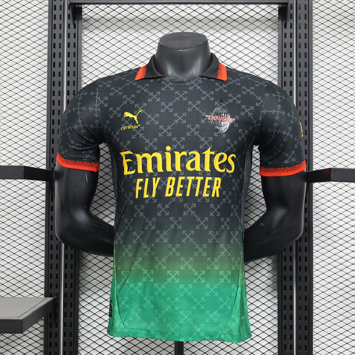 Player Version 2024-2025 AC Milan Fourth Away Black/Green Soccer Jersey AC Football Shirt
