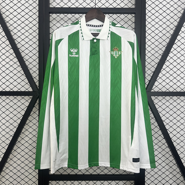 Long Sleeve 2024-2025 Real Betis Home Soccer Jersey LS Football Shirt