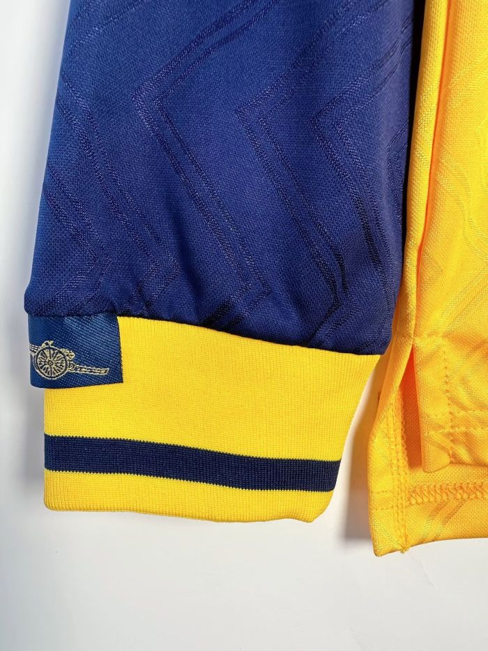 Long Sleeve Retro Jersey 1996-1997 Arsenal Away Yellow Soccer Jersey Vintage Football Shirt