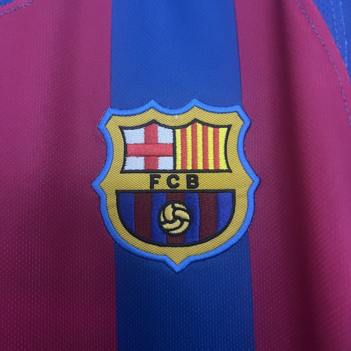 Retro Jersey 2005-2006 Barcelona Home Blue/Red Soccer Jersey Vintage Football Shirt