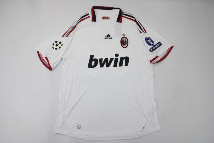 with UCL Patch Retro Jersey 2009-2010 Ac Milan Away White Soccer Jersey Vintage Football Shirt