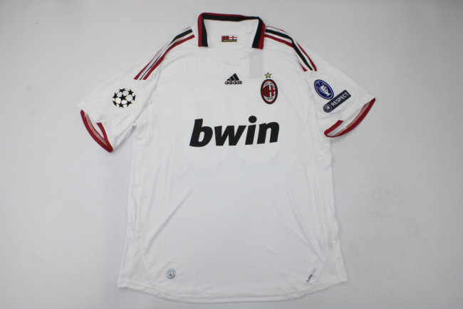 with UCL Patch Retro Jersey 2009-2010 Ac Milan Away White Soccer Jersey Vintage Football Shirt