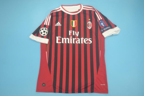 with Scudetto+UCL Patch Retro Jersey 2011-2012 Ac Milan Home Soccer Jersey Vintage Football Shirt