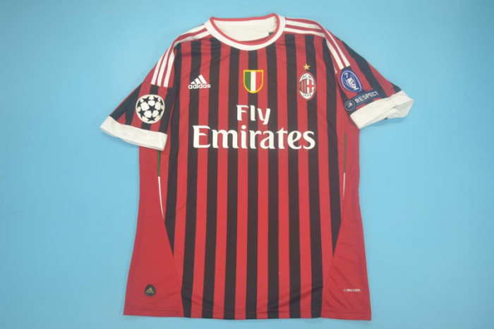 with Scudetto+UCL Patch Retro Jersey 2011-2012 Ac Milan Home Soccer Jersey Vintage Football Shirt