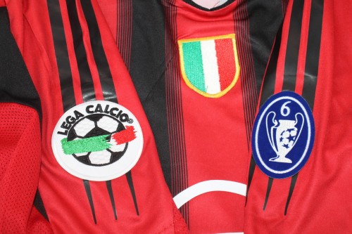with Serie A+Trophy 6 Patch Retro Jersey 2004-2005 AC Milan Home Soccer Jersey Vintage Football Shirt