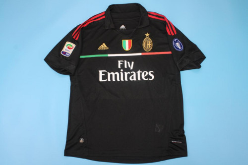 with Scudetto+Serie A Patch Retro Jersey 2011-2012 AC Milan Third Away Black Soccer Jersey