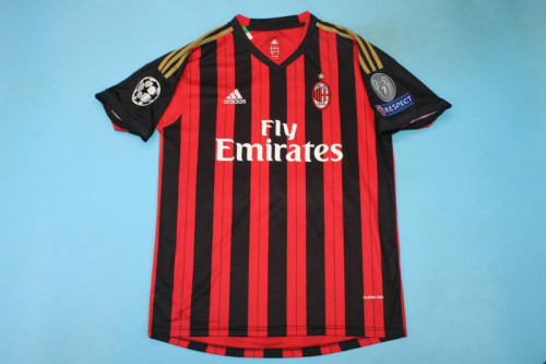 with UCL Patch Retro Jersey 2013-2014 AC Milan Home Soccer Jersey Vintage Football Shirt