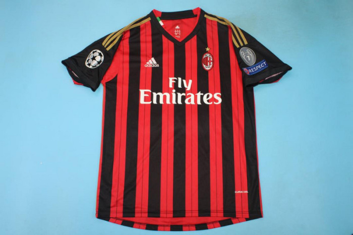 with UCL Patch Retro Jersey 2013-2014 AC Milan KAKA' 22 Home Soccer Jersey Vintage Football Shirt
