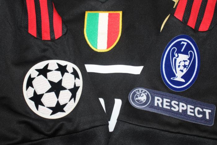 with Scudetto+UCL Patch Retro Jersey 2011-2012 AC Milan PRINCE 27 Third Away Black Soccer Jersey