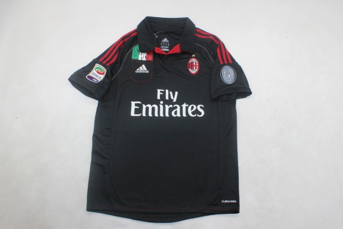 with Serie A+Trophy 7 Patch Retro Jersey 2013-2014 AC Milan KAKA' 22 Third Away Black Soccer Jersey Vintage Football Shirt