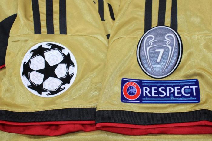 with UCL Patch Patch Retro Jersey 2013-2014 AC Milan KAKA' 22 Third Away Gold Soccer Jersey Vintage Football Shirt