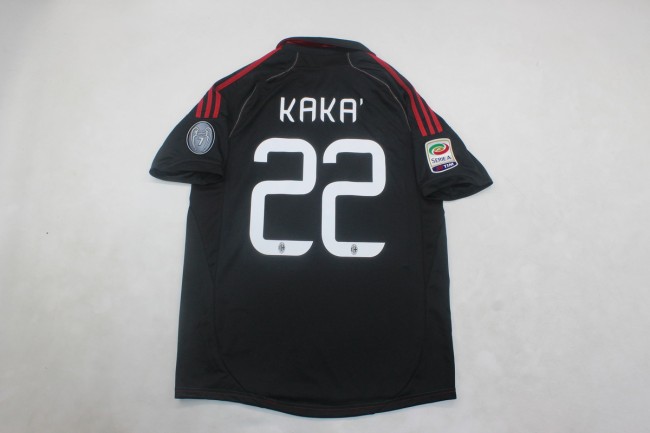 with Serie A+Trophy 7 Patch Retro Jersey 2013-2014 AC Milan KAKA' 22 Third Away Black Soccer Jersey Vintage Football Shirt