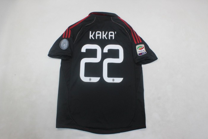 with Serie A+Trophy 7 Patch Retro Jersey 2013-2014 AC Milan KAKA' 22 Third Away Black Soccer Jersey Vintage Football Shirt