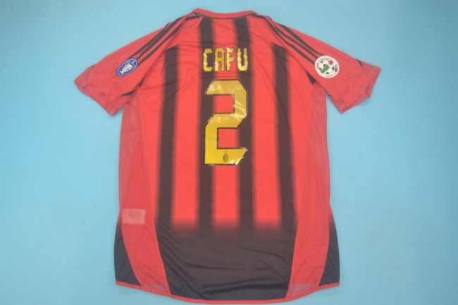 with Serie A+Trophy 6 Patch Retro Jersey 2004-2005 AC Milan CAFU 2 Home Soccer Jersey Vintage Football Shirt