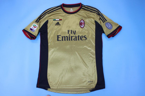 with Serie A+Trophy 7 Patch Patch Retro Jersey 2013-2014 AC Milan Third Away Gold Soccer Jersey Vintage Football Shirt