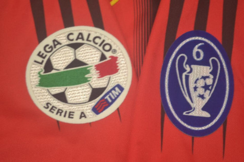 with Serie A+Trophy 6 Patch Retro Jersey 2004-2005 AC Milan SHEVCHENKO 7 Home Soccer Jersey Vintage Football Shirt