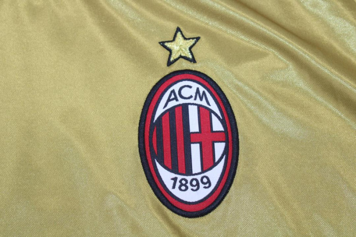 with UCL Patch Patch Retro Jersey 2013-2014 AC Milan Third Away Gold Soccer Jersey Vintage Football Shirt