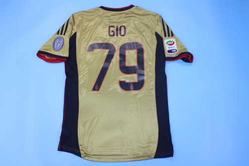 with Serie A+Trophy 7 Patch Patch Retro Jersey 2013-2014 AC Milan GIO 79 Third Away Gold Soccer Jersey Vintage Football Shirt