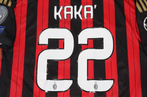 with UCL Patch Retro Jersey 2013-2014 AC Milan KAKA' 22 Home Soccer Jersey Vintage Football Shirt