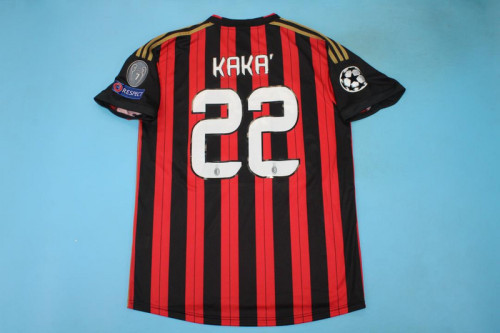 with UCL Patch Retro Jersey 2013-2014 AC Milan KAKA' 22 Home Soccer Jersey Vintage Football Shirt
