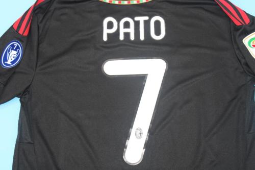 with Scudetto+Serie A Patch Retro Jersey 2011-2012 AC Milan PATO 7 Third Away Black Soccer Jersey