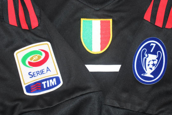 with Scudetto+Serie A Patch Retro Jersey 2011-2012 AC Milan PATO 7 Third Away Black Soccer Jersey