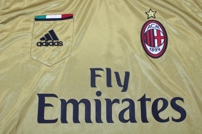 with Serie A+Trophy 7 Patch Patch Retro Jersey 2013-2014 AC Milan Third Away Gold Soccer Jersey Vintage Football Shirt