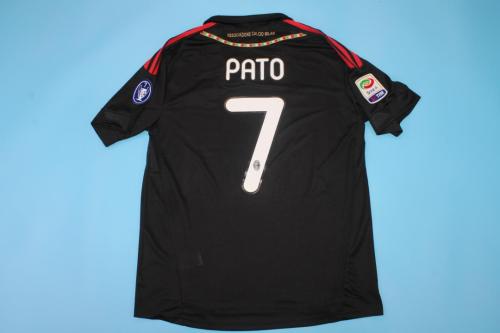 with Scudetto+Serie A Patch Retro Jersey 2011-2012 AC Milan PATO 7 Third Away Black Soccer Jersey
