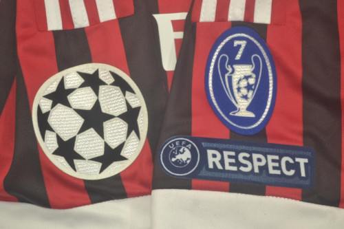 with Scudetto+UCL Patch Retro Jersey 2011-2012 Ac Milan Home Soccer Jersey Vintage Football Shirt