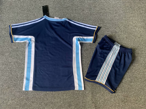 Retro Youth Uniform Kids Kit 1998 Argentina Away Dark Blue Soccer Jersey Shorts Vintage Child Football Set