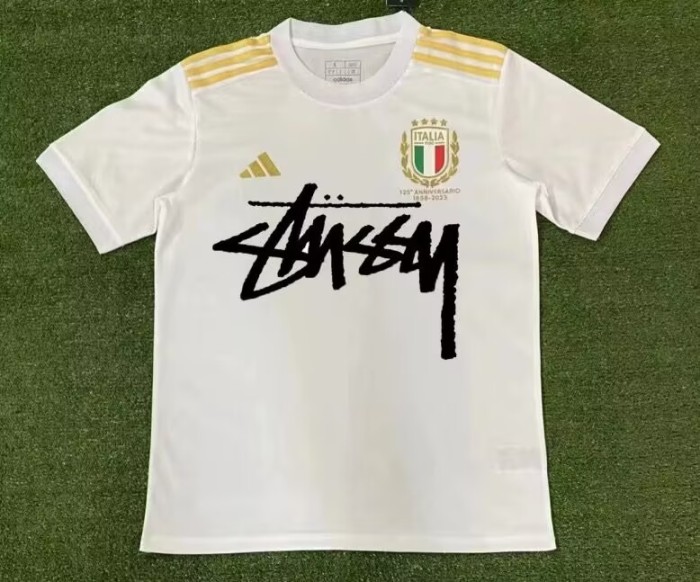 with STUSY Signed Version 2023-2024 Italy 125th anniversary kit White Shirt
