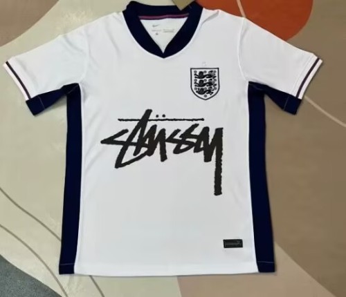 with STUSY Signed Version 2024 England White Soccer Jersey Football Shirt