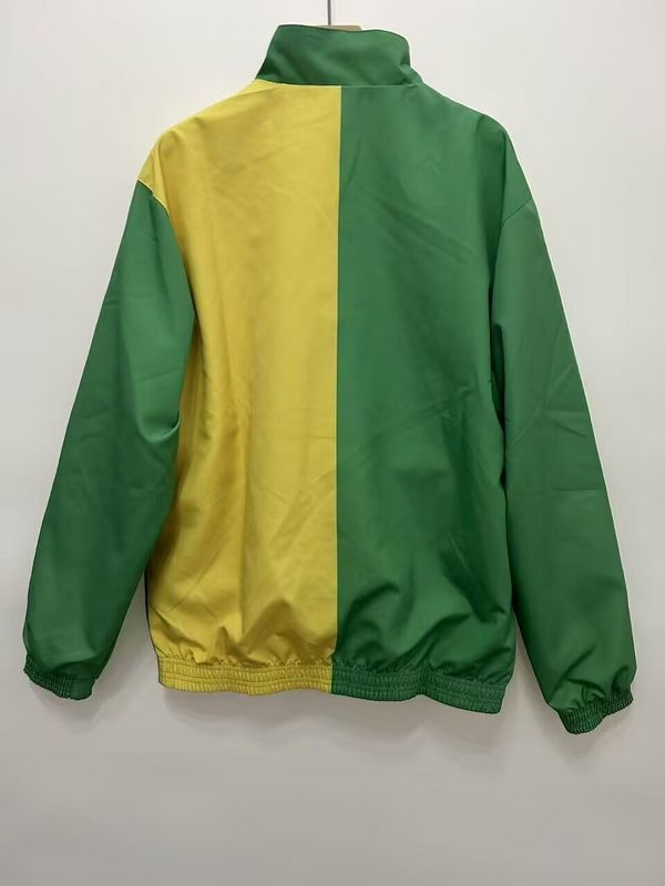 Retro 1992-1994 Manchester United Green/Yellow Trench Coat Soccer Reversible Windbreaker Jacket