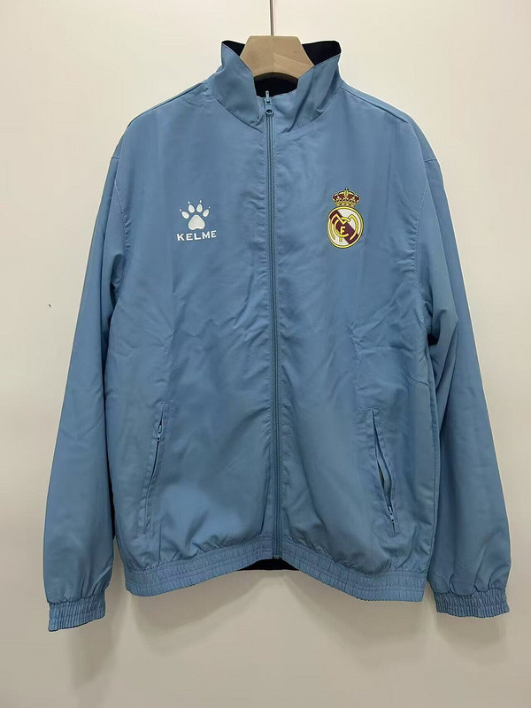 Retro 1997-1998 Real Madrid Trench Coat Soccer Reversible Windbreaker Jacket