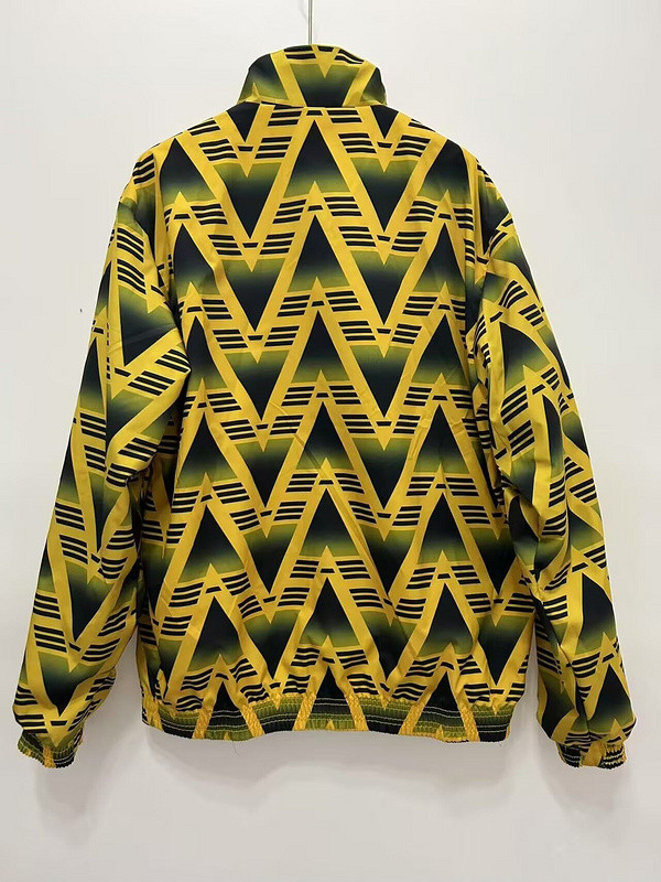 Retro 1991 Arsenal Yellow/Grey Trench Coat Soccer Reversible Windbreaker Jacket
