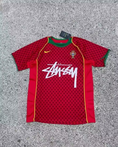 with STUSY Signed Version Portugal Red Soccer Jersey Football Shirt