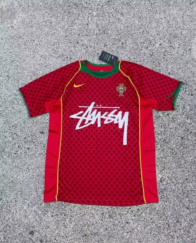 with STUSY Signed Version Portugal Red Soccer Jersey Football Shirt