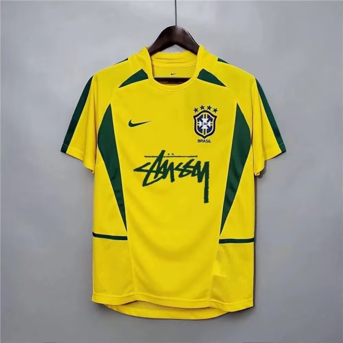 with STUSY Signed Version Brazil Home Soccer Jersey Brasil Camisetas de Futbol