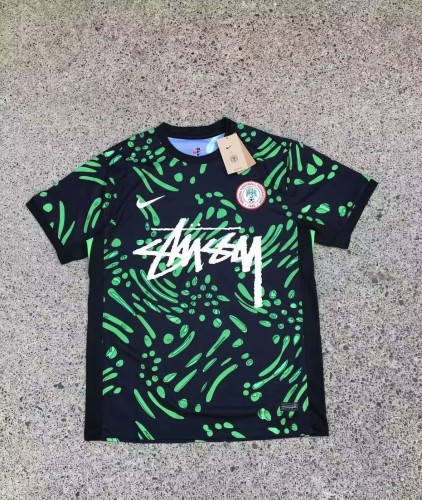 with STUSY Signed Version Nigeria Green/Black Soccer Jersey Football Shirt
