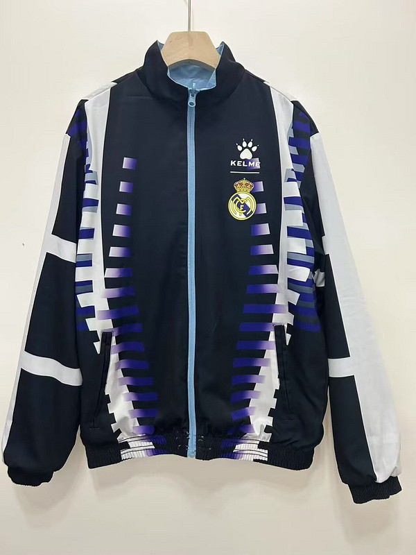 Retro 1997-1998 Real Madrid Trench Coat Soccer Reversible Windbreaker Jacket