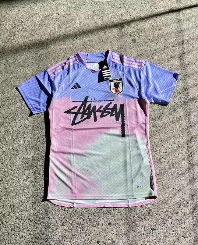 with STUSY Signed Version Japan Pink Soccer Jersey Football Shirt