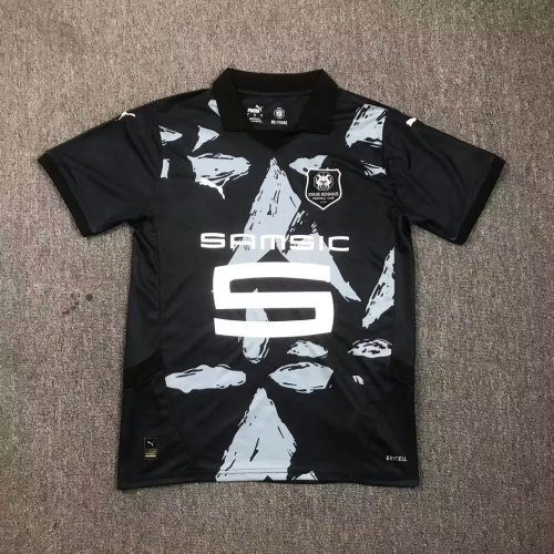 Fan Version 2024-2025 Stade Rennais Third Away Black Soccer Jersey White Football Shirt