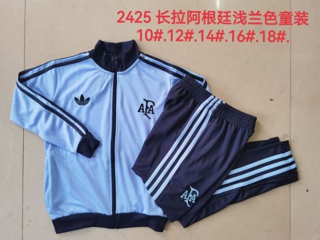 Retro Model Argentina Blue Soccer Training Jacket Football Jacket and Pants